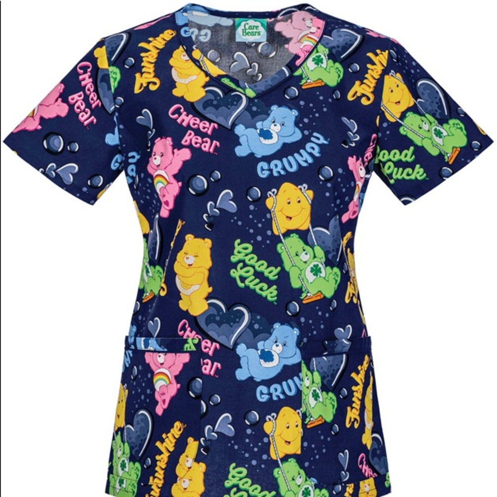 Cherokee Tooniforms Care Bears Scrub Top - Medium